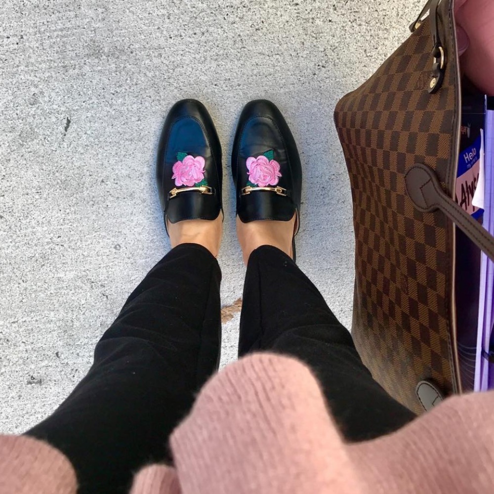 Mules with Flower Embroidery